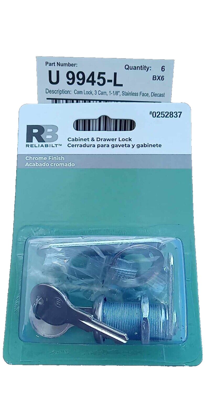 Prime-Line Chrome Stainless Steel Drawer/Cabinet Lock # U 99445-L Lot of 36