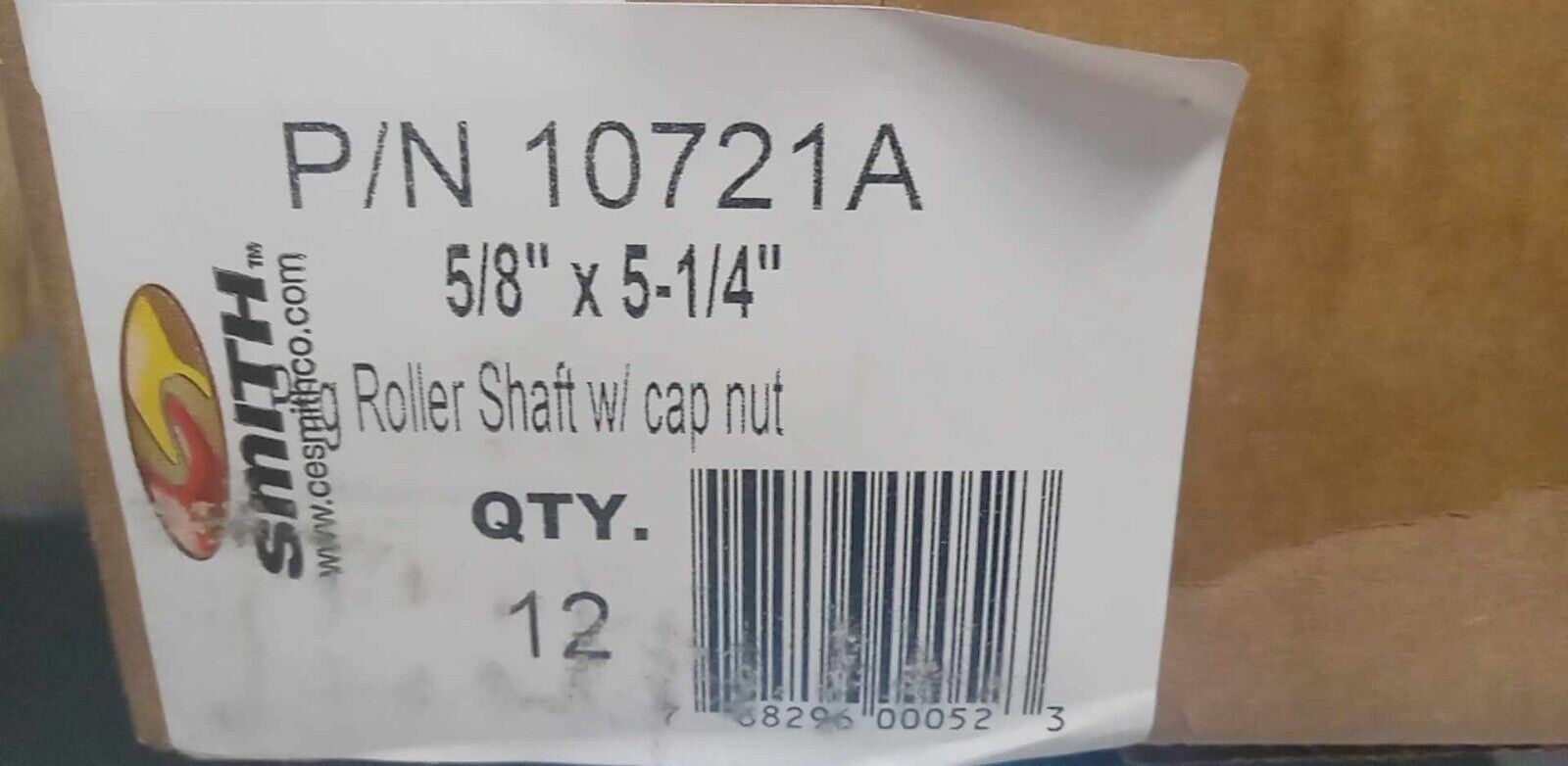 C.E. Smith Roller Shaft w/Cap Nut 5/8" X 5-1/4" Case of 12 Pn 10721A