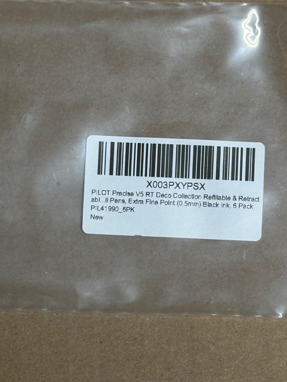 Pilot Precise V5 RT Gel Pen Deco Collection Ex Fine 0.5 mm Black Pack of 6