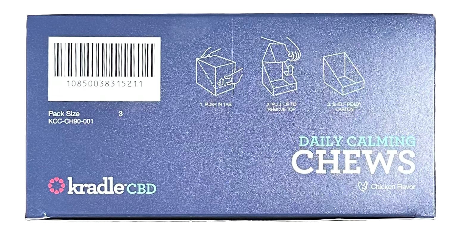 Calming Soft Dog Chews by Kradle Chicken Flavor Case of 3 - 90 Piece Chew Packs
