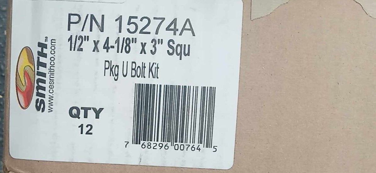 C.E. Smith U-Bolt 1/2” X 4-1/8” X 3” Brand New 12 Pieces 15274A