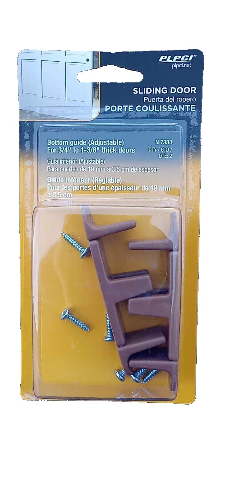 Prime-Line Tan Nylon, Closet Door Floor Guide 7/8'-1 3/8' Thick (36-2-pk) N7384