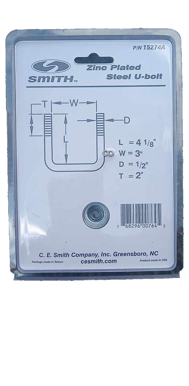 C.E. Smith U-Bolt 1/2” X 4-1/8” X 3” Brand New 12 Pieces 15274A