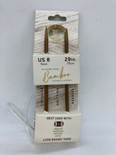 NEW Lion Brand Yarns Bamboo Circular Knitting Needles Size 8 (5mm) 29"