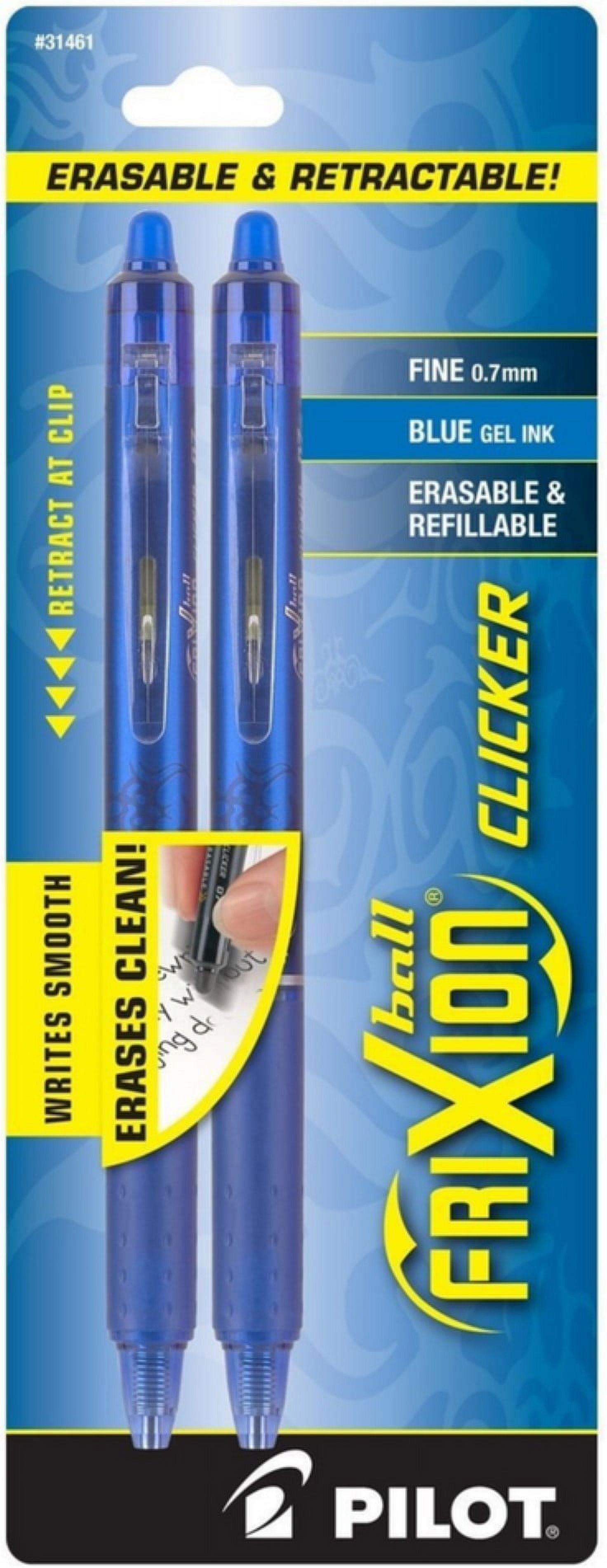 Pilot FriXion Clicker Retractable Erasable Gel Pens, Fine Point, Blue Ink 2 ea