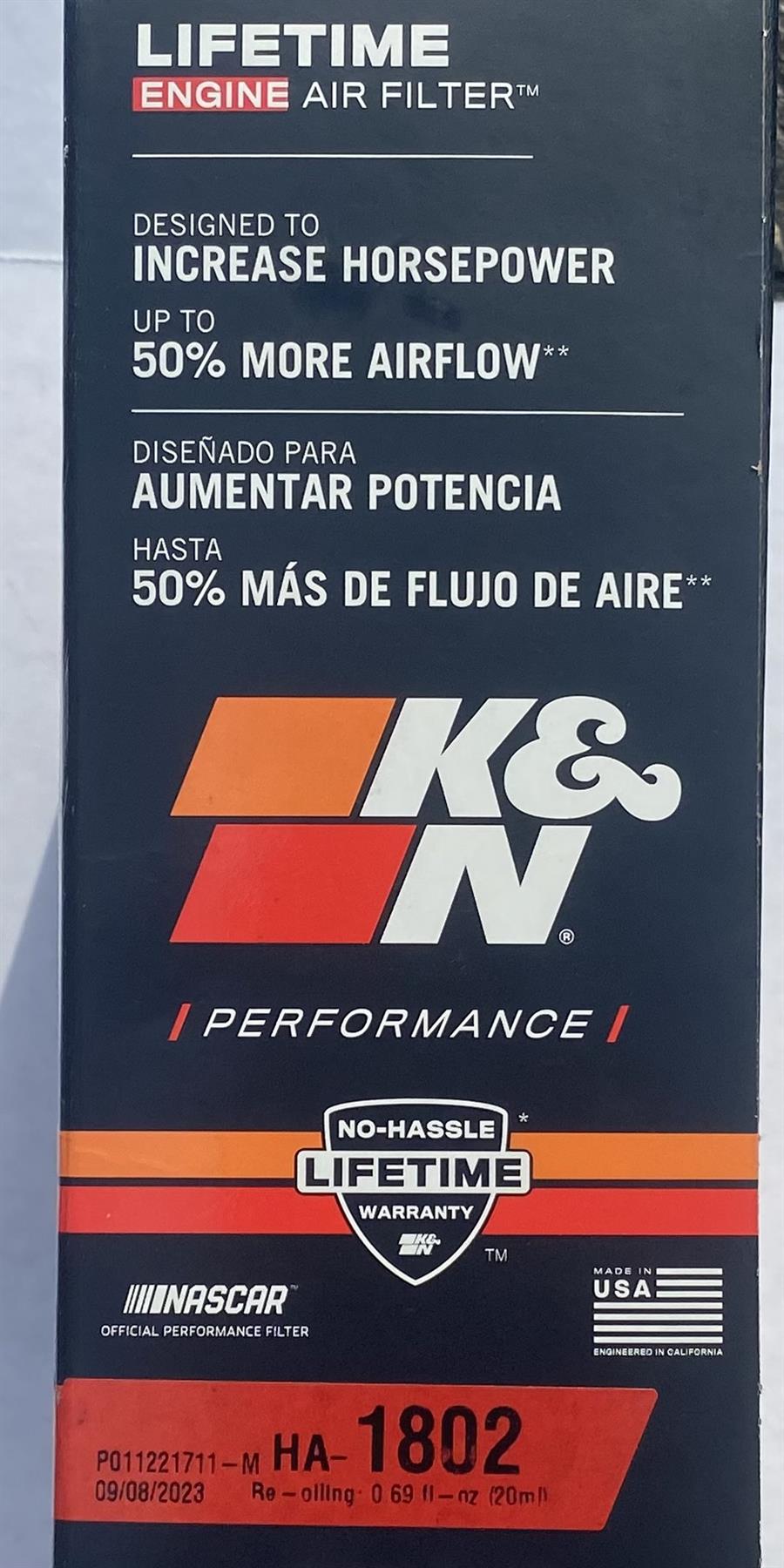 K&N HA-1802 Air Filter for Honda VTX1800 2002-2008