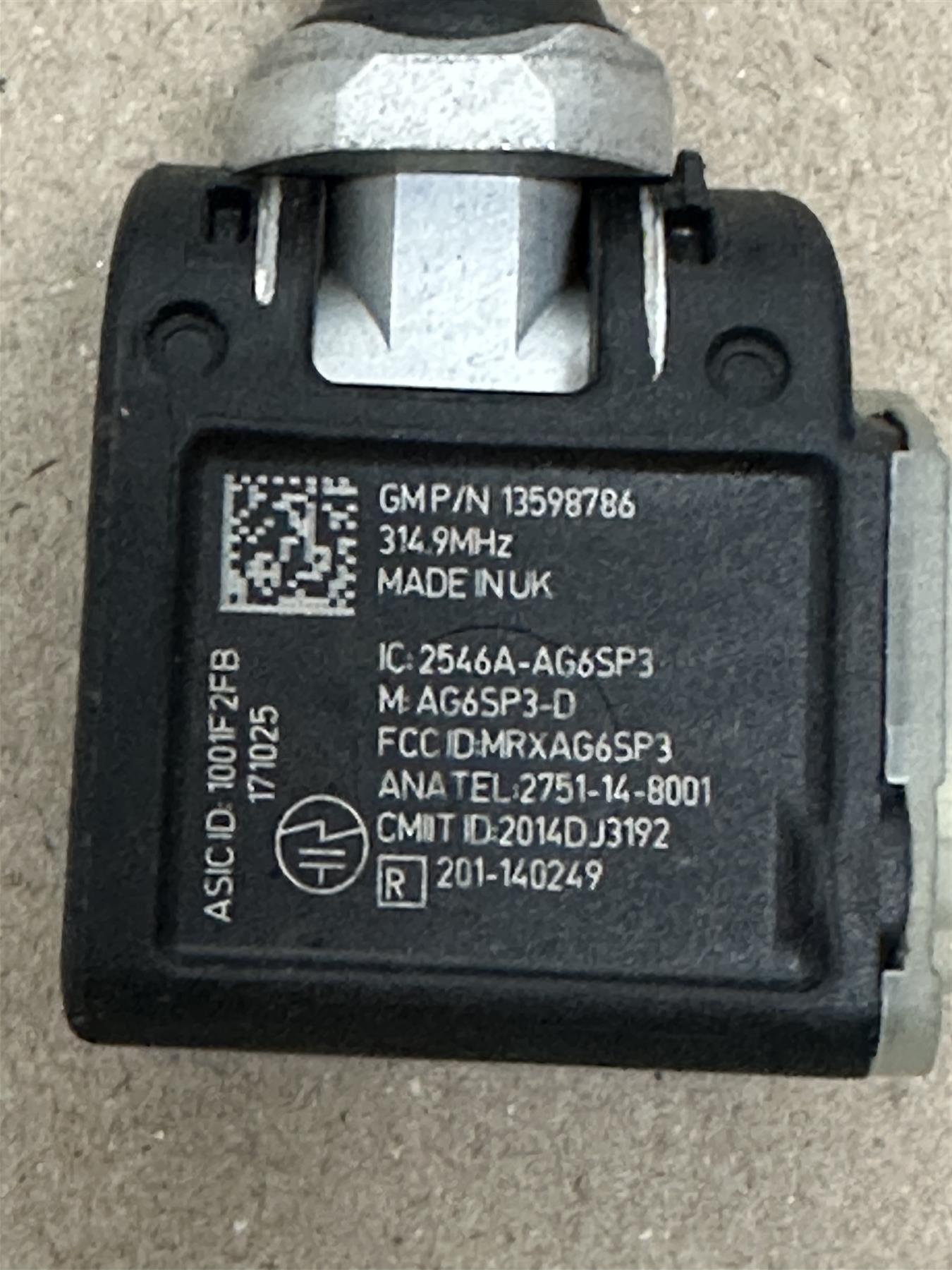 OEM GM Tire Pressure Monitor Sensor 13598786 Genuine Factory 315MHz TPMS Valve