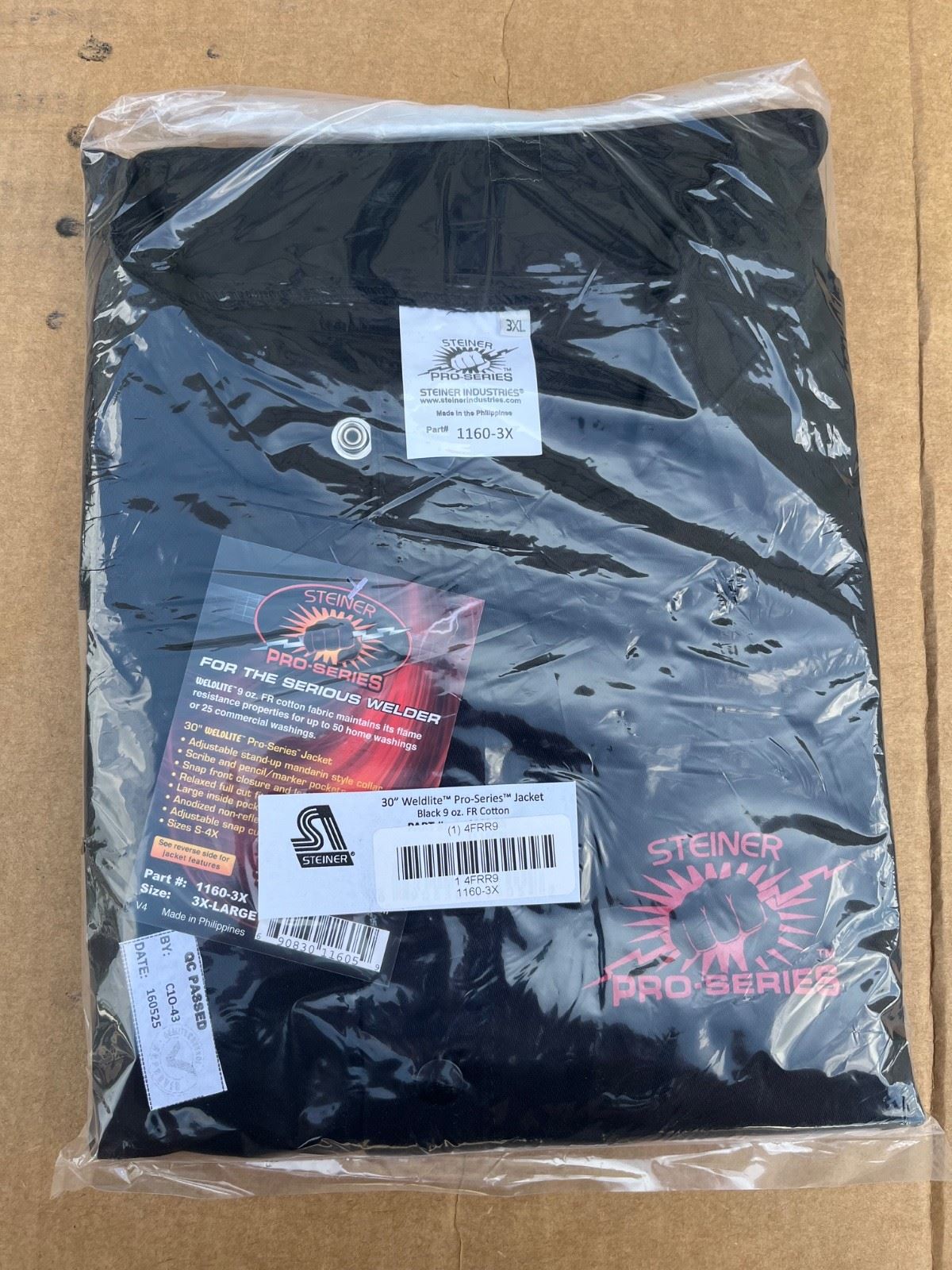 Steiner 1160-3X 30" 9oz. Black FR Cotton Welding Jacket 3XL