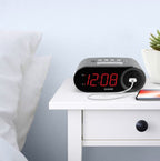 Sharp Digital Alarm Clock, 2 AMP High-Speed USB Charging Port