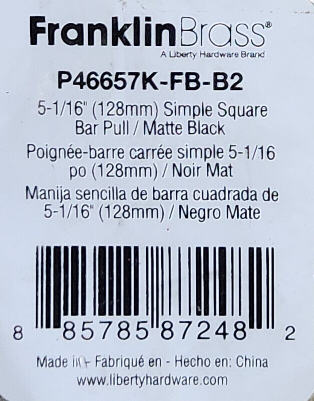 Franklin Brass 5-1/16" Matte Black Cabinet Drawer Pull P46657K-FB-B2 30-Pack