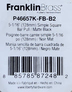 Franklin Brass 5-1/16" Matte Black Cabinet Drawer Pull P46657K-FB-B2 30-Pack