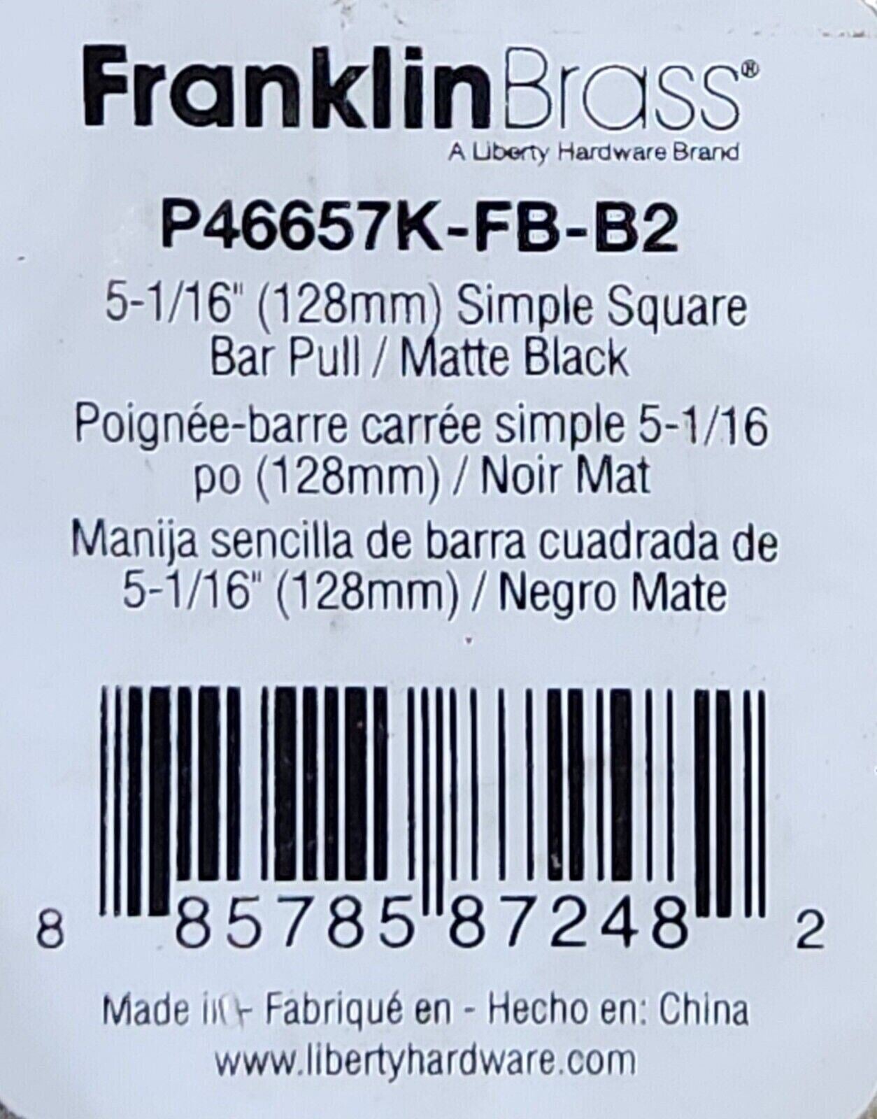 Franklin Brass 5-1/16" Matte Black Cabinet Drawer Pull P46657K-FB-B2 30-Pack