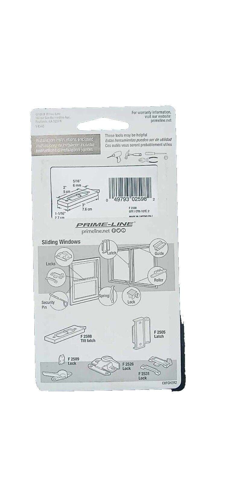 Prime-Line Vinyl Window Tilt Latch White Spring Loaded Lot of 6 F 2598