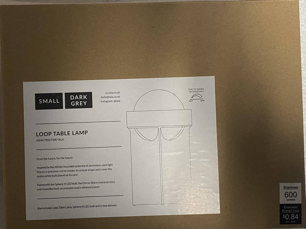 Tala LOOP-SPHR-III-DG-TBL-01-US Loop Table Lamp Dark Grey Sphere III