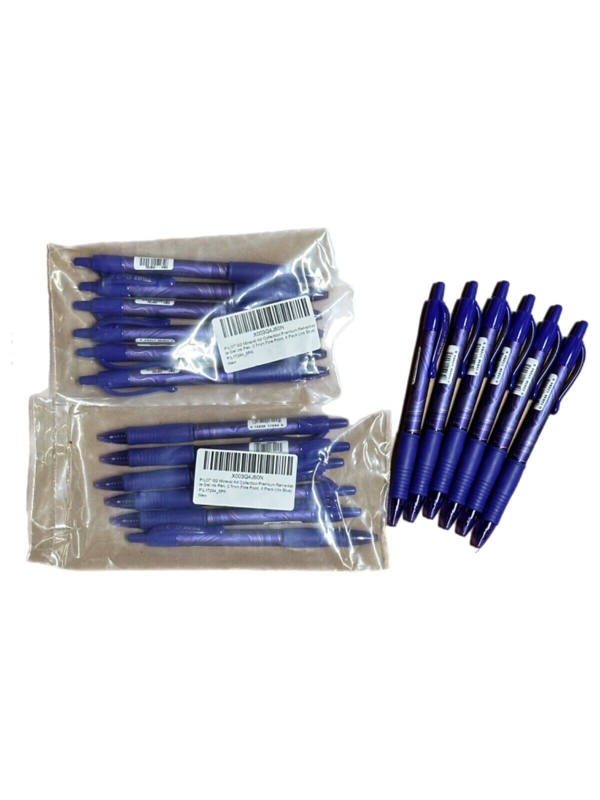 Pack of 6 G2 Mineral Art Collection Premium Gel Ink Pen 0.7mm Fine Point Blue