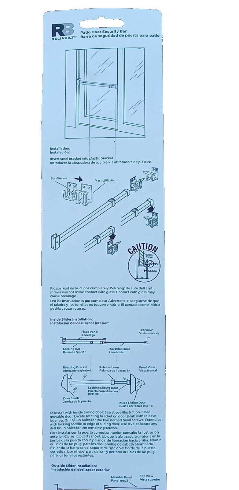 4 RELIABILT 28"-48" Adjustable Aluminum Sliding Patio Door Security Bar U 9921-L