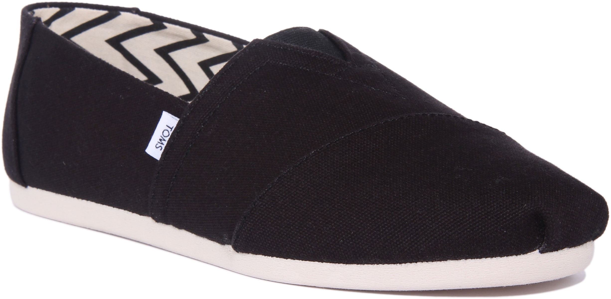 Toms Alpargata Men's Recycled Cotton Canvas Slip On Trainers In Black Size 8.5