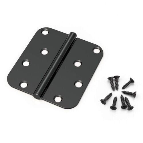 New 12 pack Cosmas Flat Black Door Hinge 4" x 4" with 5/8" Radius Corners