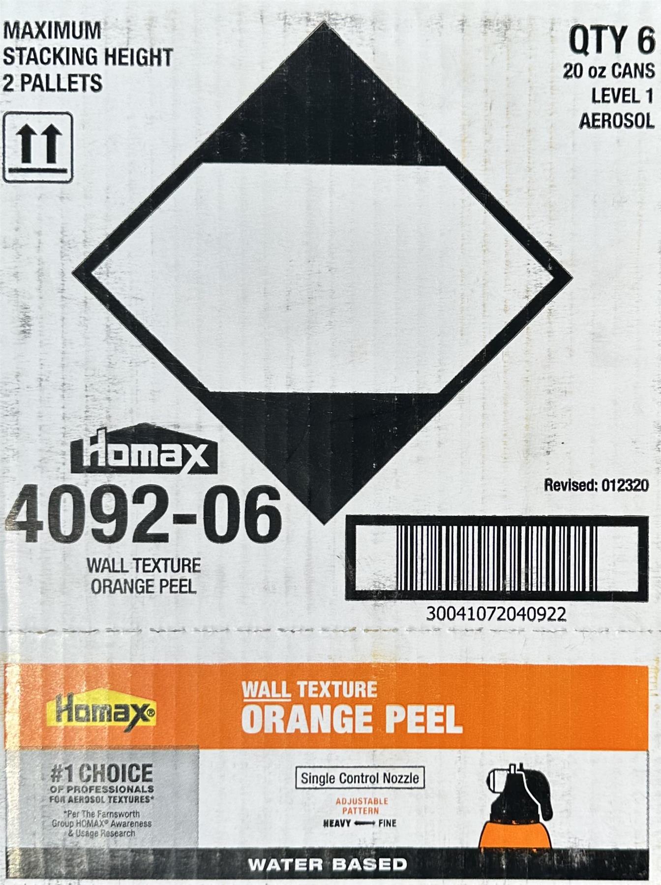 Homax 20 oz White Orange peel Water-based Wall Texture Spray Case of 6