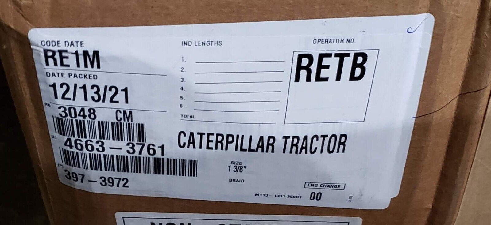 Caterpillar 397-3972 Hose 3048 CM Fits Track-Type Tractors