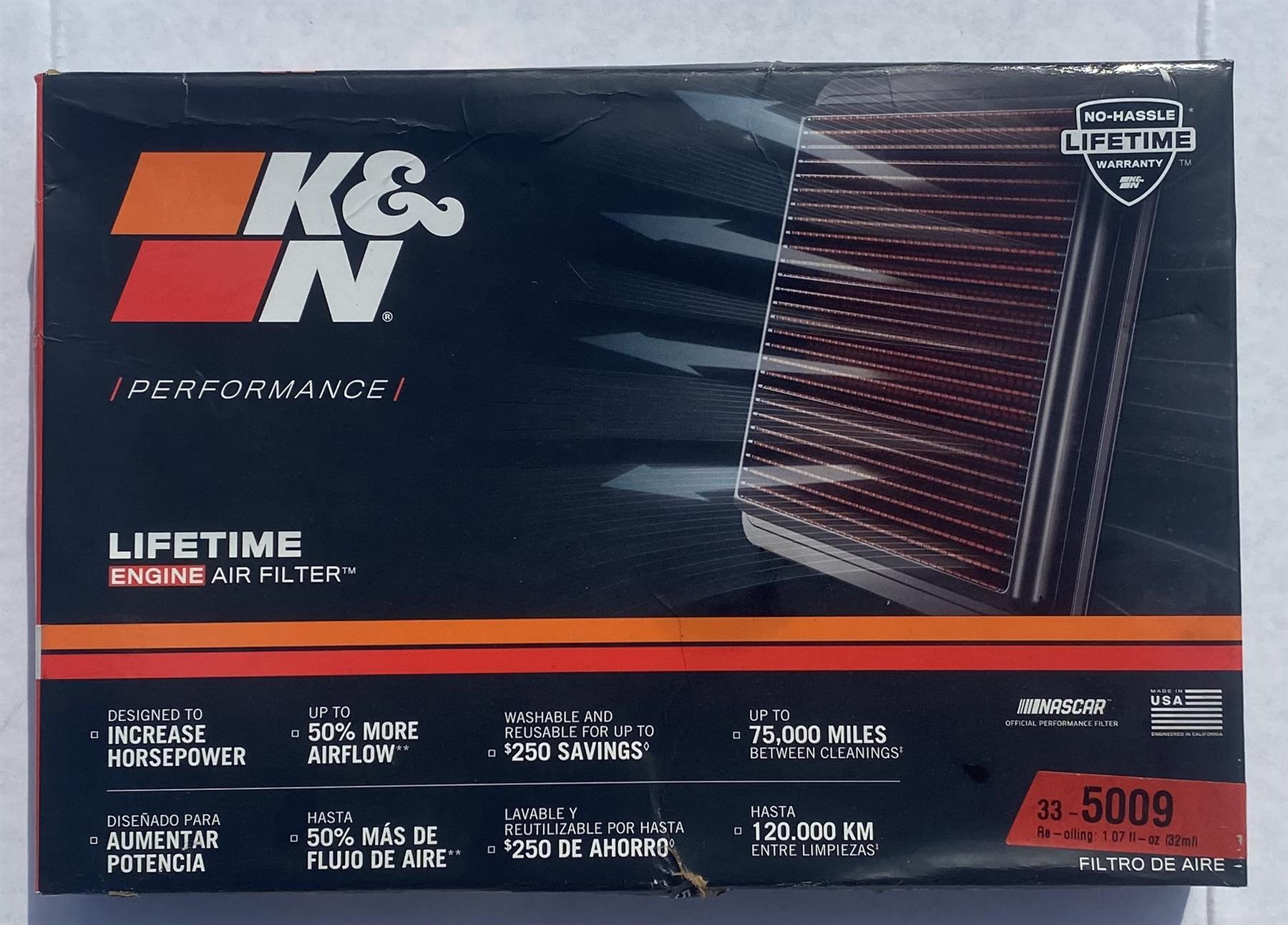 K&N 33-5009 Air Filter for Jeep Cherokee KL 2014-2017