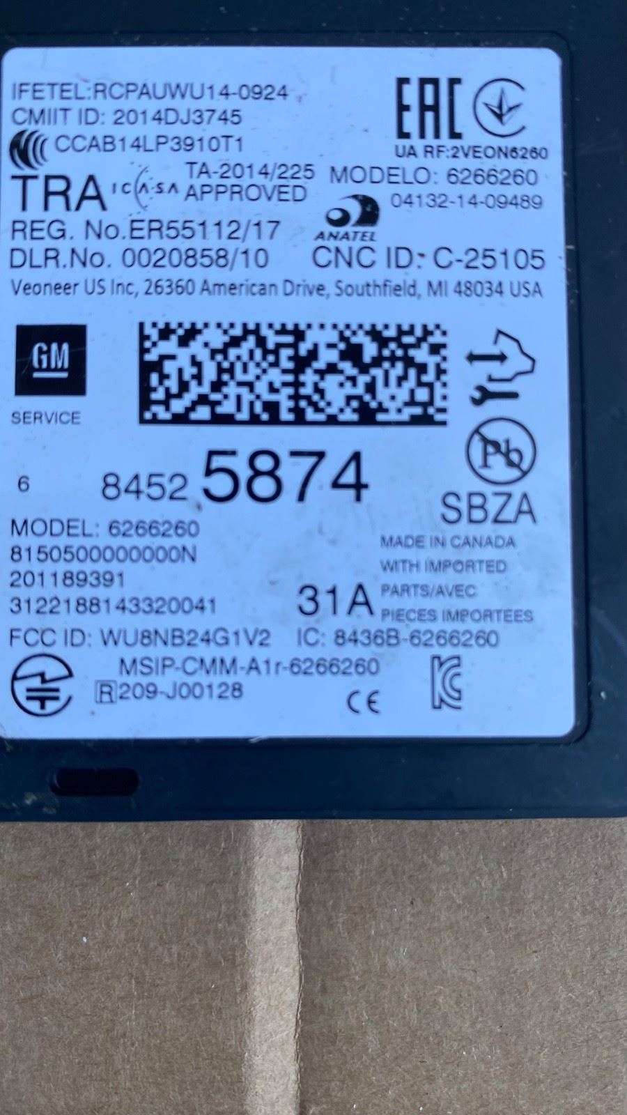 OEM | Control Module 2016 Camaro Cadillac CTS ATS Volt GM 84525874