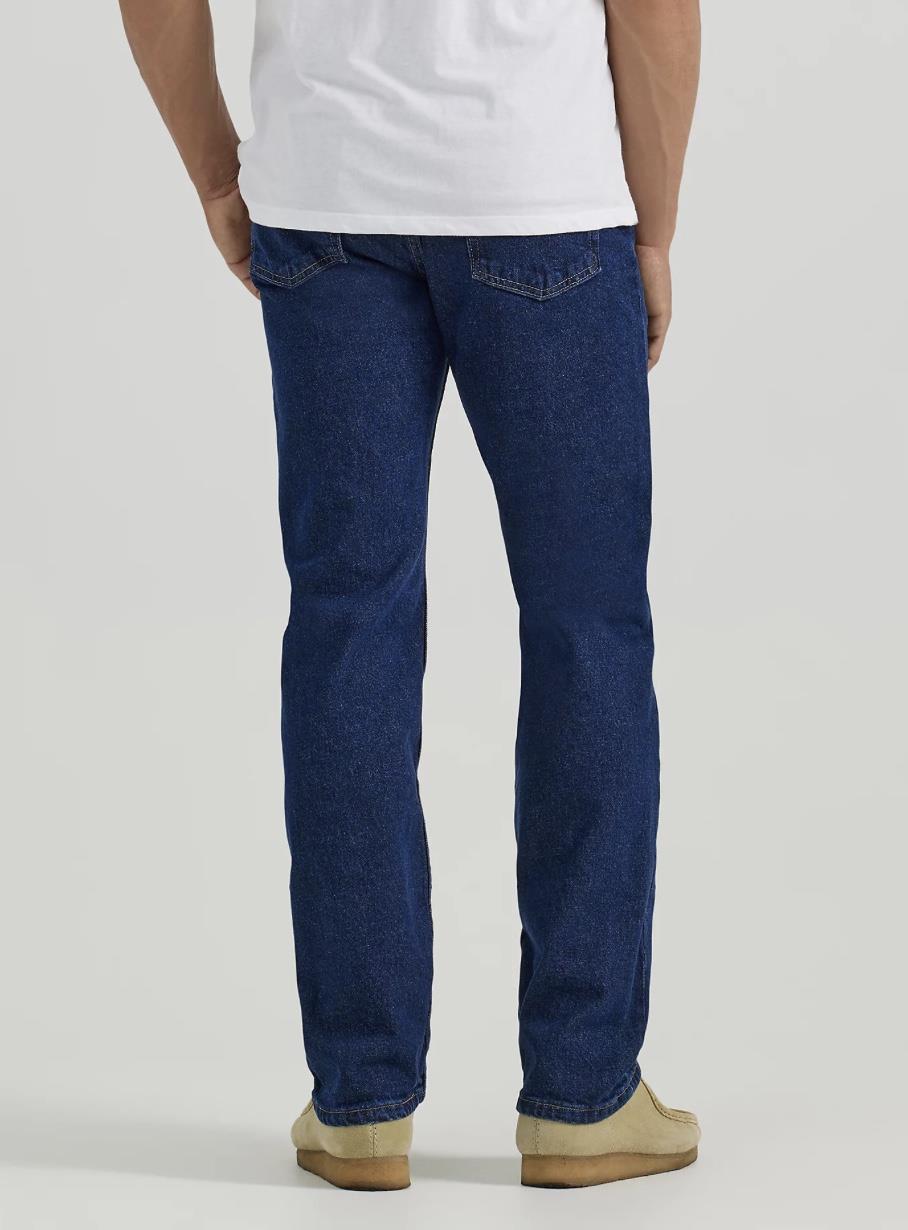 48 x 30 Regular Fit Low Stretch Wrangler Blue Jeans in Dark Blue