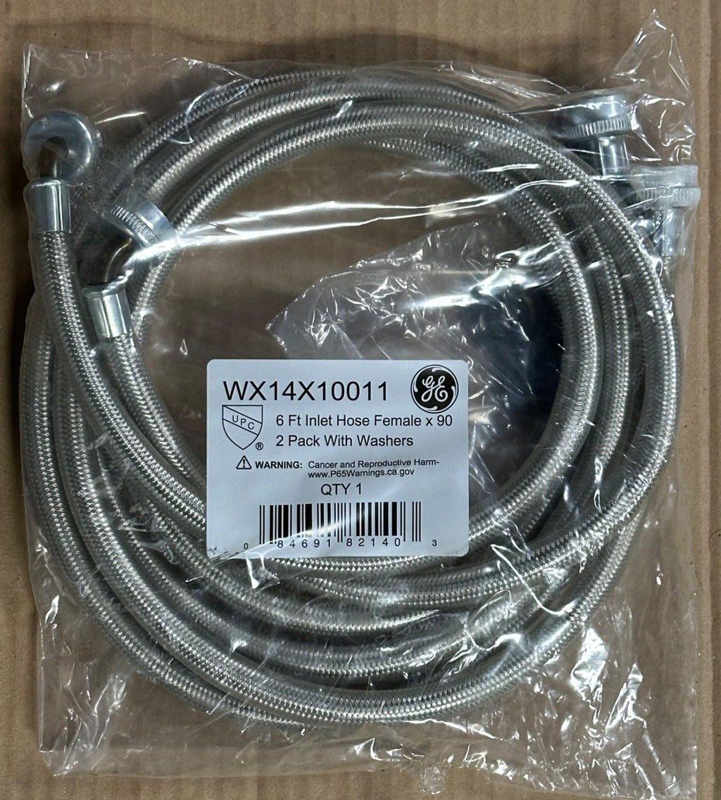 OEM | GE Washer Hose 6 Ft. Stainless Steel Pack of 2 with Washers 90 Degree Bend