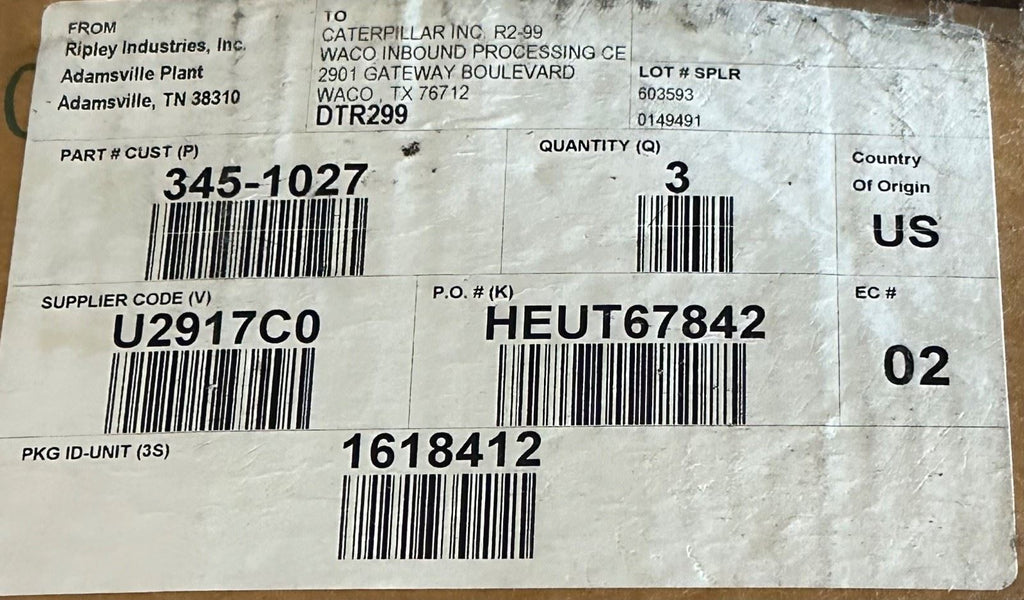 New OEM Caterpillar CAT 345-1027 Water After Cooler Tube Pipe 3451027 Engine