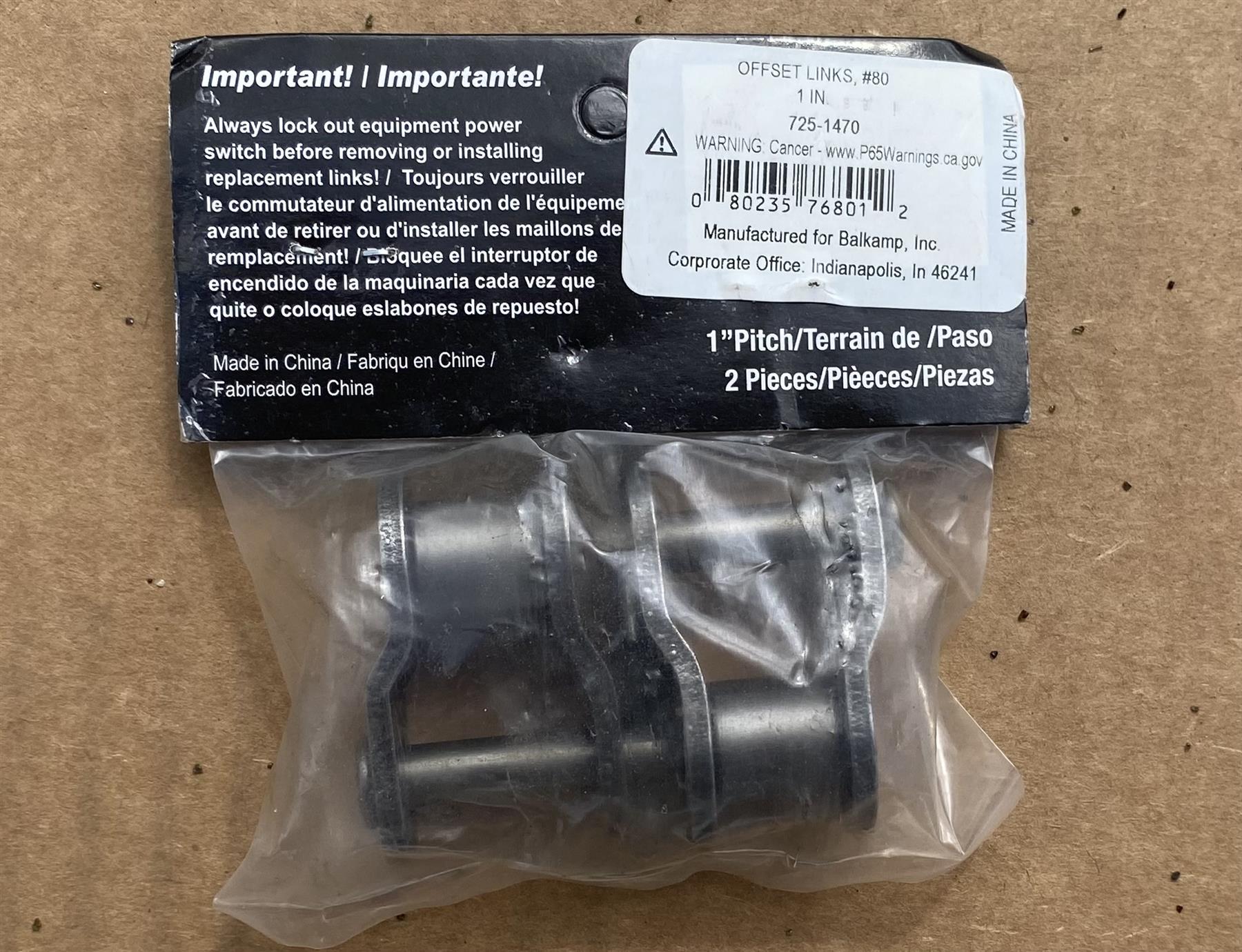 SpeeCo S76801 Roller Chain Offset Link #80 1 in Pitch