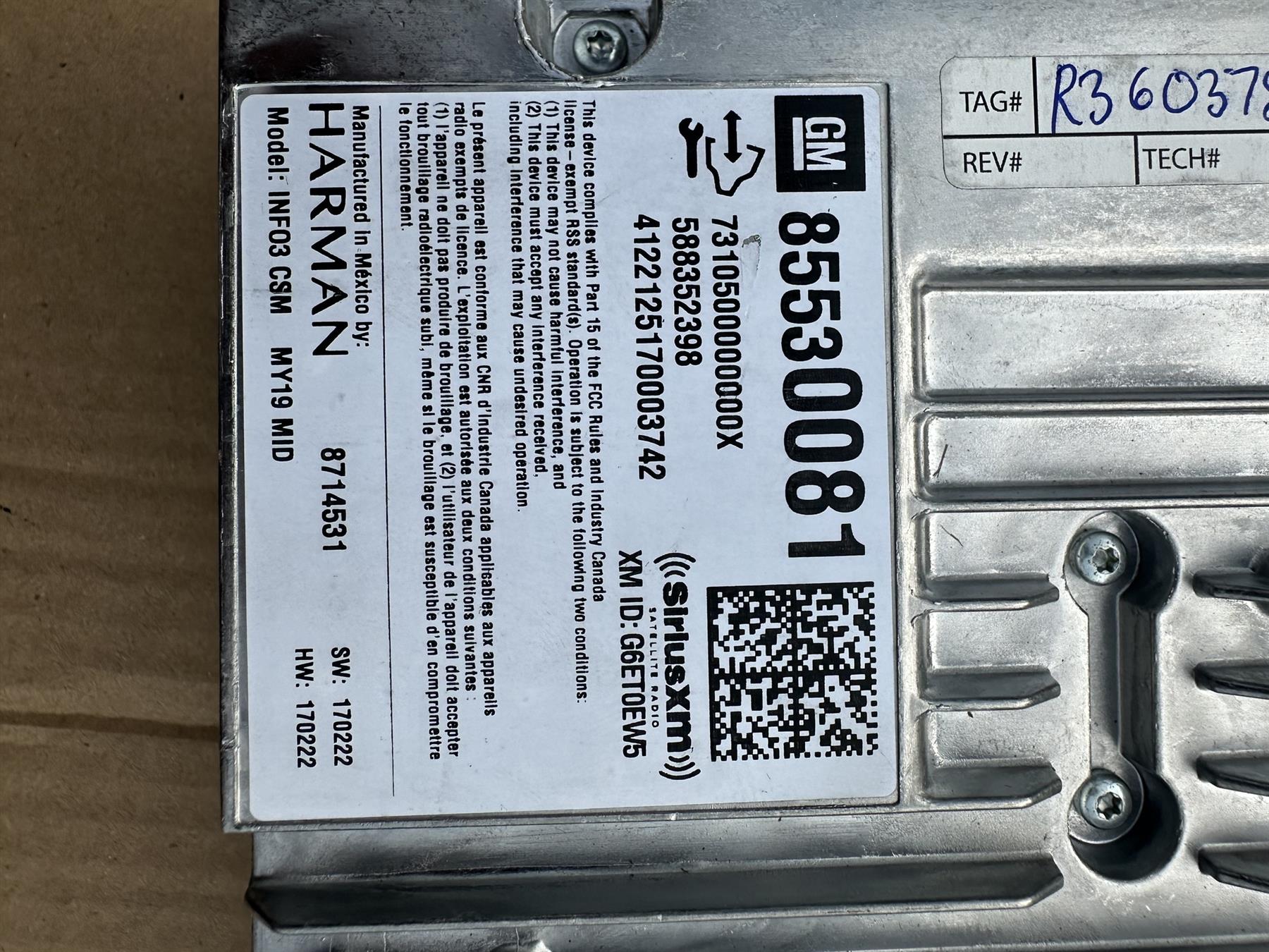 Genuine GM 85530081 Multimedia Radio Receiver Module OEM Genuine Replacement