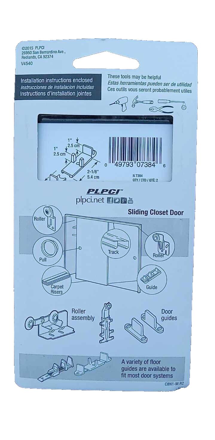Prime-Line Tan Nylon, Closet Door Floor Guide 7/8'-1 3/8' Thick (36-2-pk) N7384
