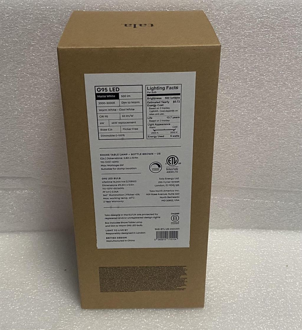 Tala SHR-G95-BTL-TBL-01-US Shore Table Lamp Bottle Brown G95 LED