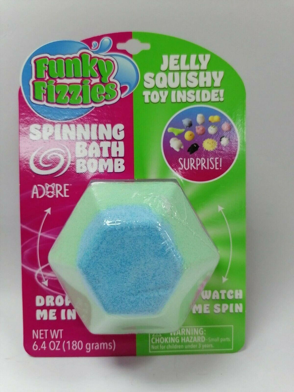 Funky Fizzies Spinning Bath Bombs with Jelly Squishy Toy Inside, 6 Pack
