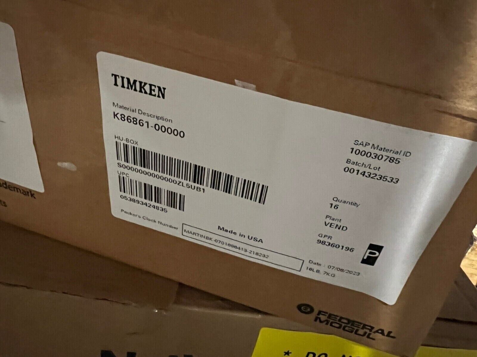 TIMKEN K86861 Large Bore Seal box of 8