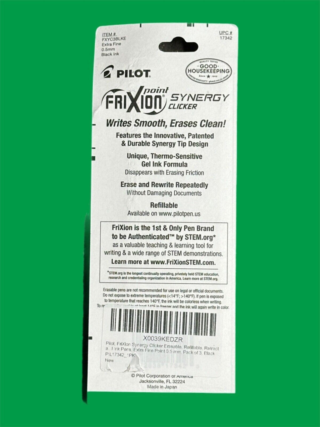 Pilot FriXion Synergy Clicker Erasable Extra Fine Pens 3/Pk-Black