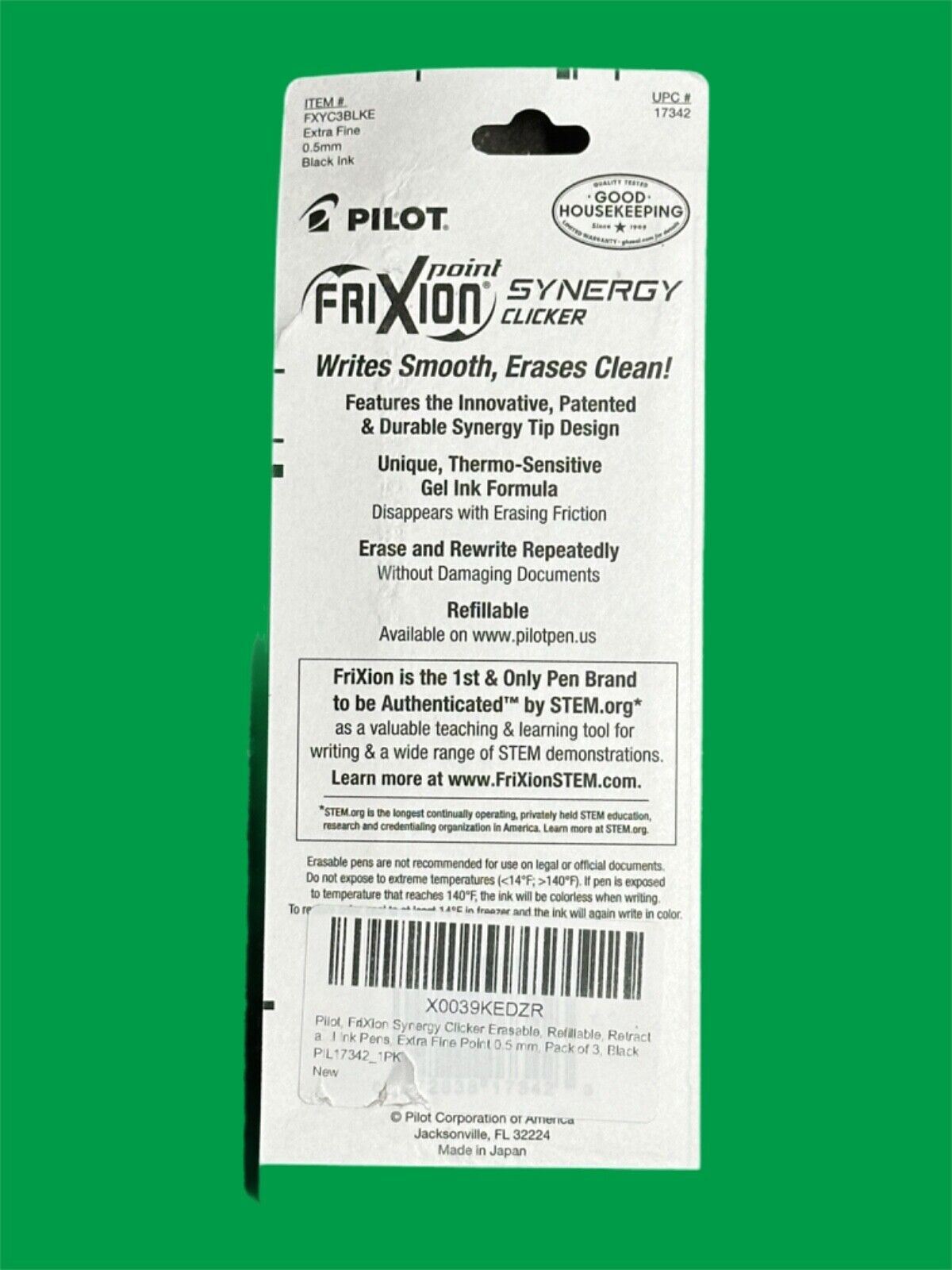 Pilot FriXion Synergy Clicker Erasable Extra Fine Pens 3/Pk-Black