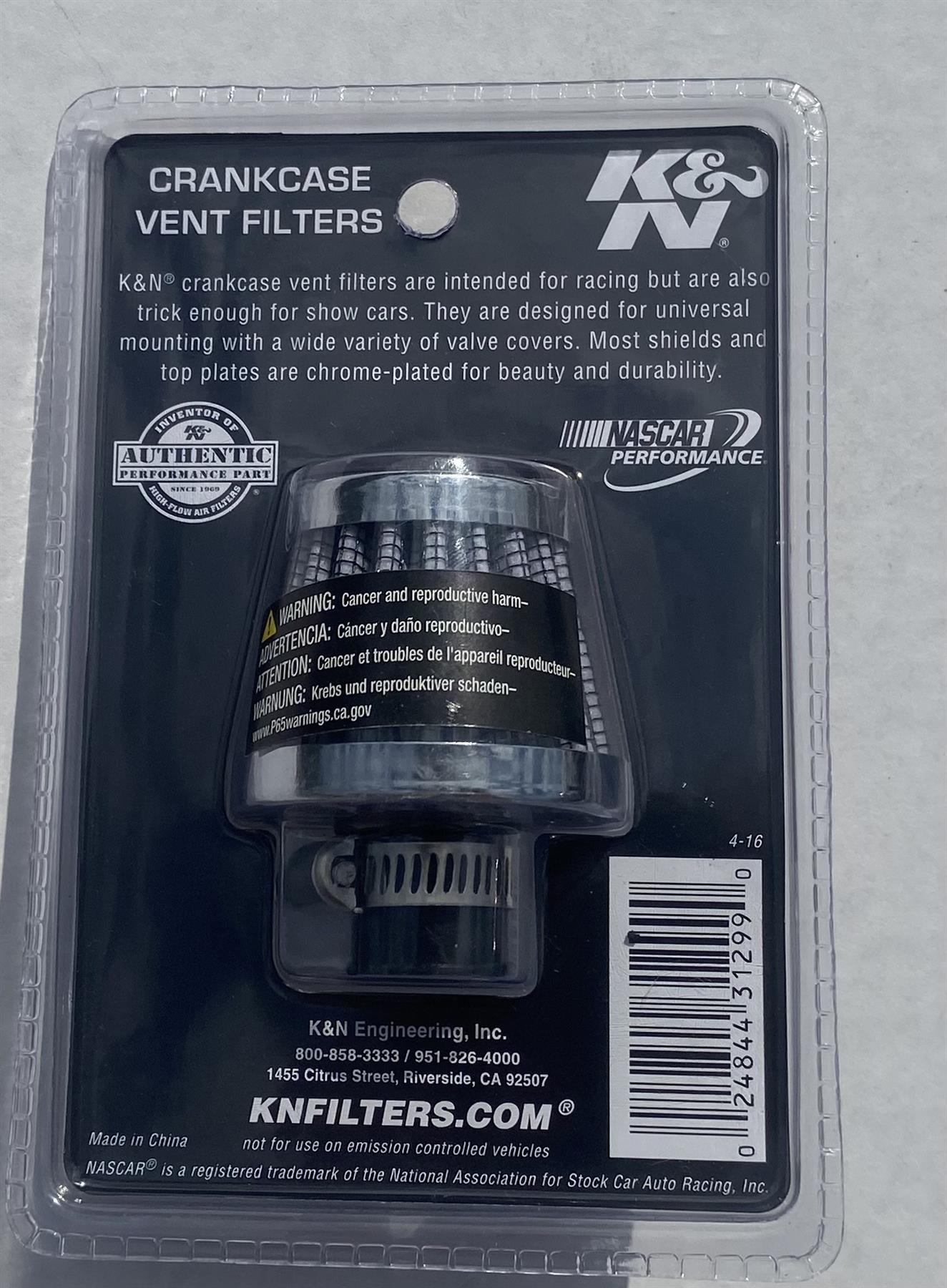 K&N 62-1600WT Vent Breather Filter for Universal 3/8-1/2 in Tube