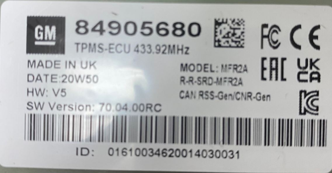 OEM | Trailer Tire Pressure Indicator Module Fits 2024 Hummer EV GM 84905680