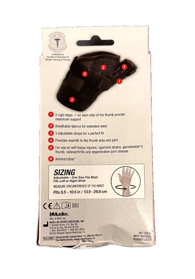 Müeller 62712 Sports Reversible Thumb Stabilizer - Black Case of 12