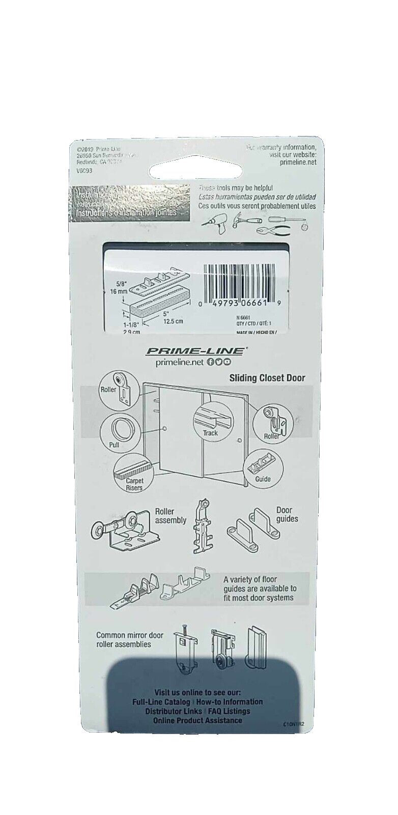 Case of 6 Prime Line Sliding Closet Door guide And 5 1/8” Risers N-6661