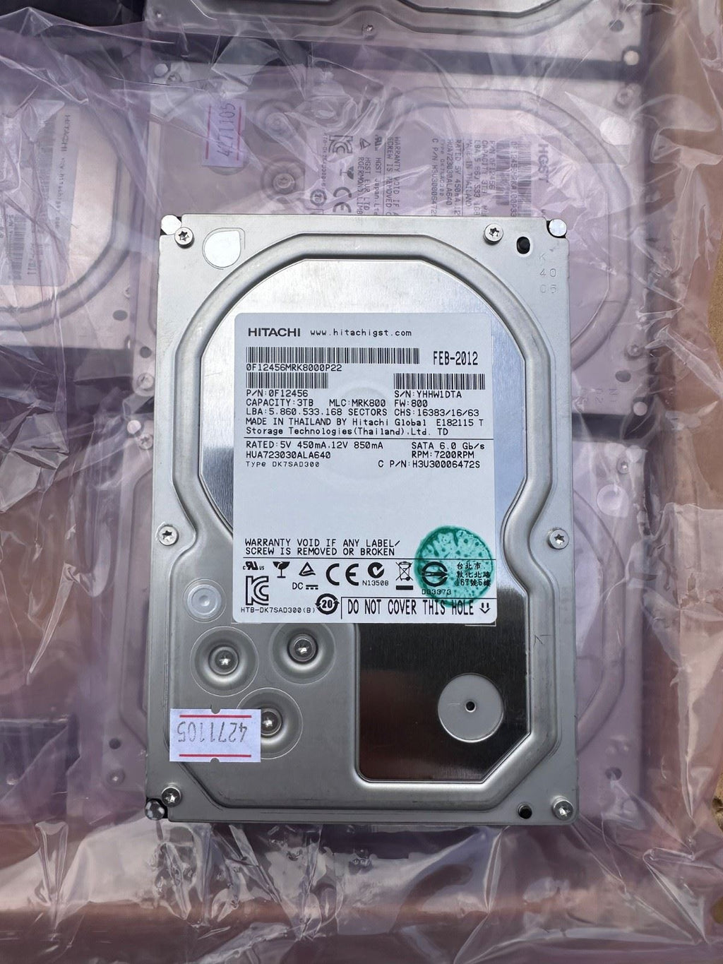 HGST HUA723030ALA640 3TB 7.2K 64MB 3.5 SATA 6Gb/s Hard Drive 50 pcs"