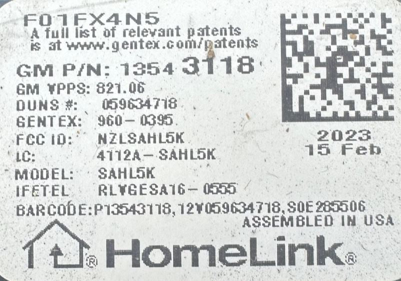 OEM | Garage Door Opener Fits 2017-2025 GM Truck & SUV 13543118