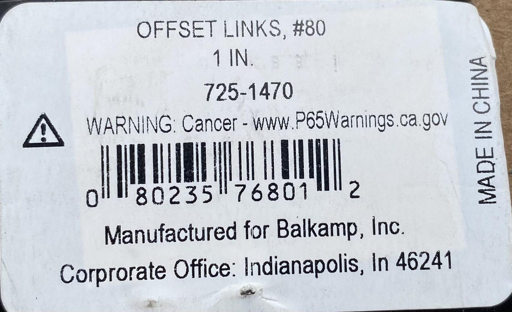 SpeeCo S76801 Roller Chain Offset Link #80 1 in Pitch
