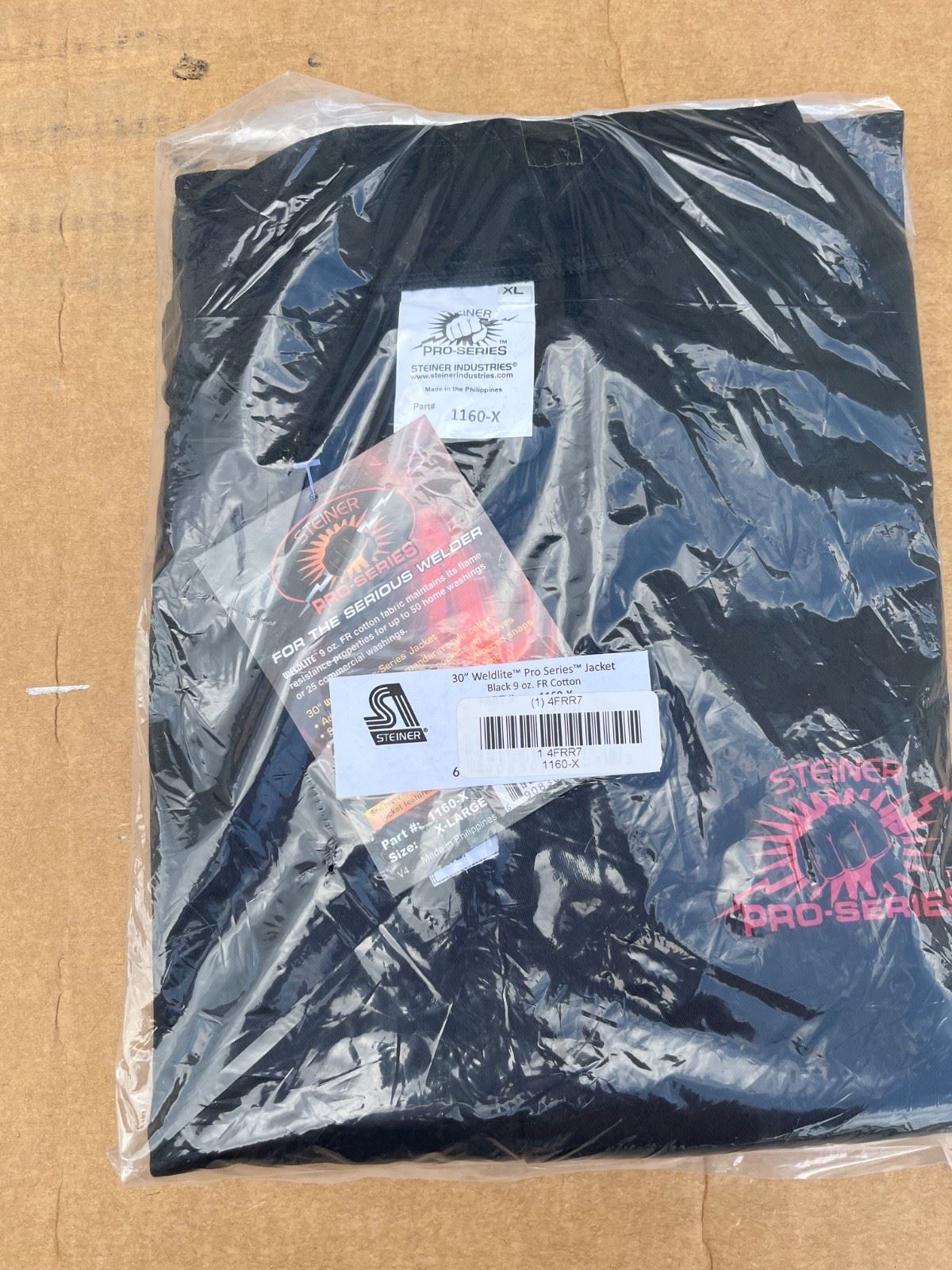 Steiner Weldlite Pro Series Welding Jacket 30" Black 9oz FR Cotton - XL