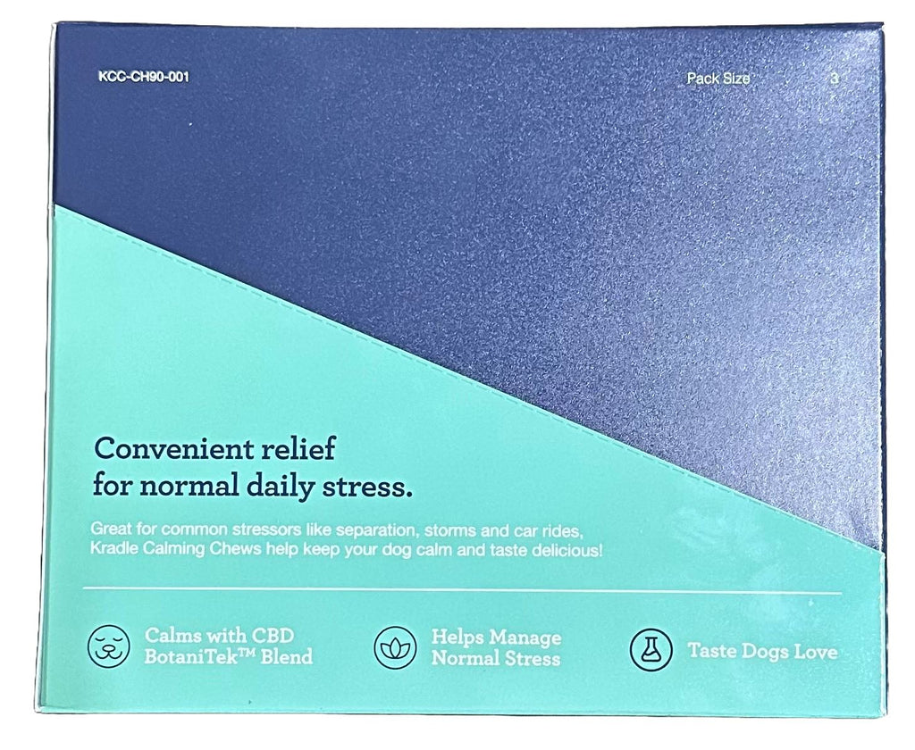 Calming Soft Dog Chews by Kradle Chicken Flavor Case of 3 - 90 Piece Chew Packs
