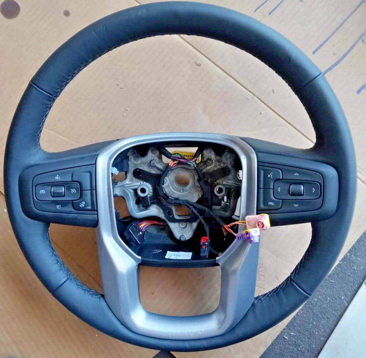 OEM 19-22 GMC Sierra 1500 Black Leather Steering Wheel 84946331