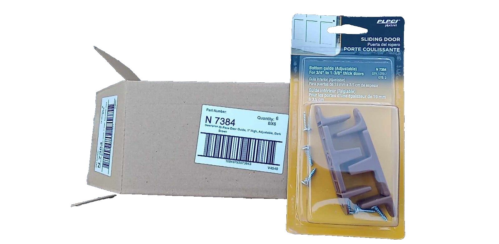 Prime-Line Tan Nylon, Closet Door Floor Guide 7/8'-1 3/8' Thick (36-2-pk) N7384