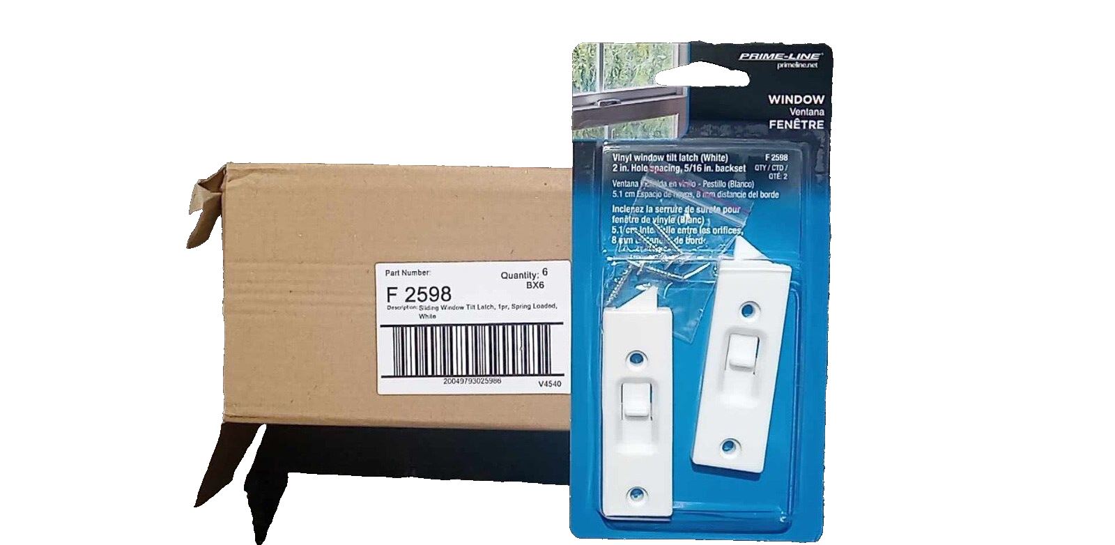 Prime-Line Vinyl Window Tilt Latch White Spring Loaded Lot of 6 F 2598