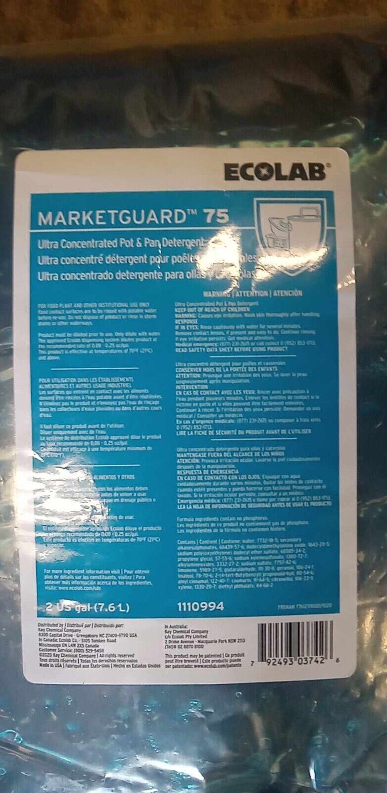 Ecolab Marketguard 75 Ultra Concentrated Pot and Pan Detergent LOT OF 2 1110994